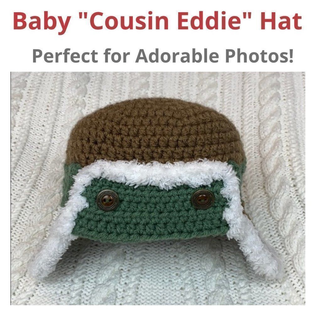 🎄⛄️Baby Handmade Cousin Eddie Trapper Hat for Photo Shoots!